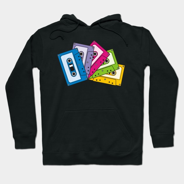 Colorful Audio Tapes Hoodie by sifis